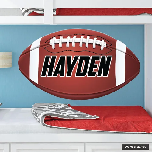 Vista 6 de Large Custom Football Wall Decal, Custom Name, 28"h x 48"w, 0568, For smooth walls only