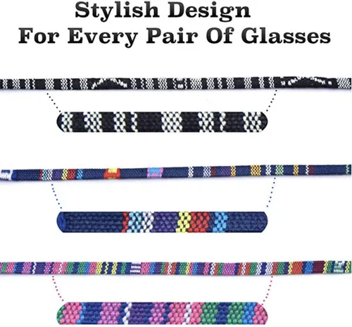 Vista 3 de Correas para gafas de sol Retenedor de gafas Paquete de 3 + bonos Soporte para gafas, cadena, cordón, collar, cordón Correa para gafas Retenedor