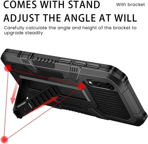Vista 3 de Funda compatible con Vivo V21 5G, soporte integrado a prueba de golpes, compatible con Vivo V21 4G, funda 2 en 1, funda LAN