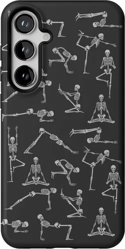 Vista 414 de Casely Funda para Galaxy S9 Postura de cadáver Yoga de esqueleto Diseño protector delgado esencial de doble capa