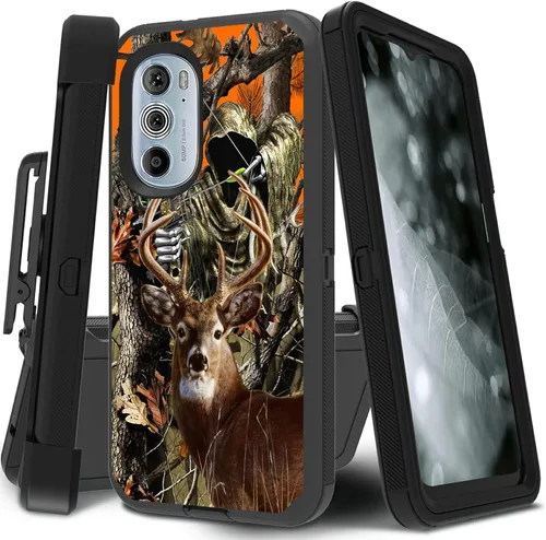 Vista 59 de Funda para Motorola Edge 2021 / Moto Edge 5G UW, protección resistente de 3 capas híbridas a prueba de golpes con funda de clip para cinturón