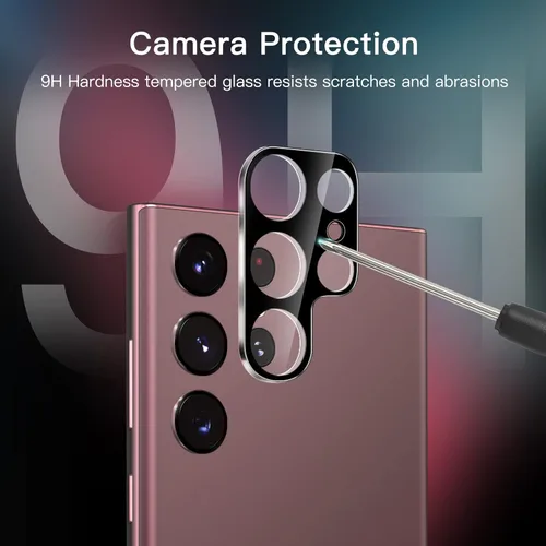 Vista 6 de JETech Protector de pantalla para Samsung Galaxy S22 Ultra 5G de 6.8 pulgadas con protector de lente de cámara, película de TPU flexible, compatible