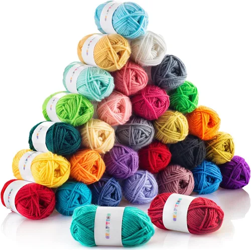 Vista 11 de CRAFTISS Mini madejas de hilo acrílico de 12 x 1.76 oz, 1300 yardas de hilo suave para proyectos de manualidades de ganchillo y tejer, surtido