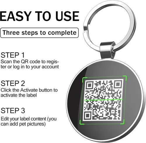 Vista 3 de Etiquetas de perro con código QR personalizadas para mascotas, etiqueta de identificación de perro, etiqueta de nombre de perro, etiquetas de perro