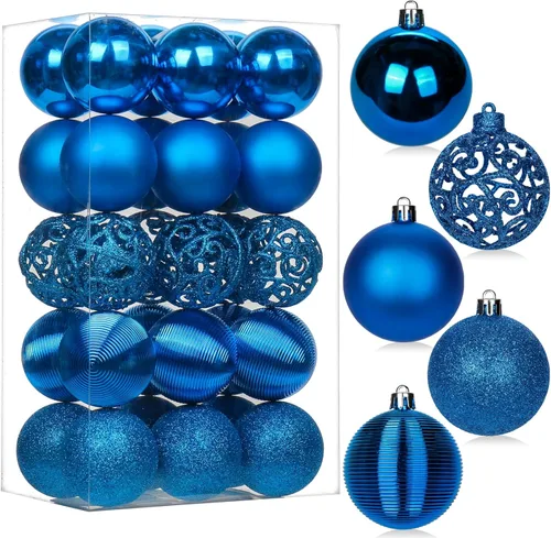 Vista 49 de 30 piezas de adornos de bola de árbol de Navidad irrompibles negros para decoración navideña