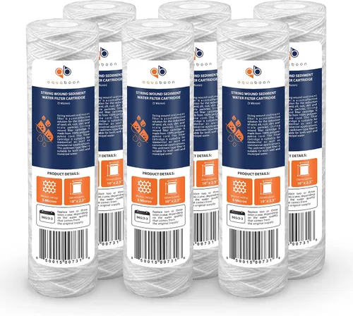Aquaboon Whole House - Cartucho de filtro de agua para sedimentos de heridas de 5 micras, 10 x 2.5 pulgadas, compatible con filtro de agua de pozo