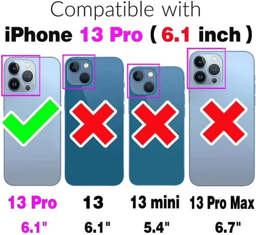 Vista 2 de Asuwish Funda de teléfono para iPhone 13 Pro de 6.1 pulgadas con protector de pantalla de vidrio templado y tarjetero de cuero con tapa