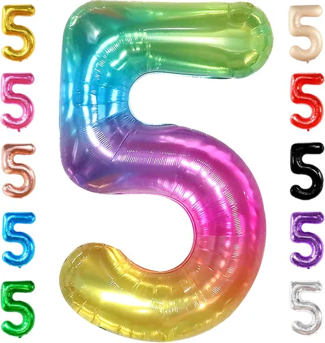 Vista 40 de KatchOn, Globo gigante de oro rosa con el número 5 de 40 pulgadas, globos de cinco globos de oro rosa con el número 5, decoraciones de cumpleaños 5
