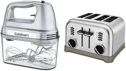 Cuisinart HM-90BCS Power Advantage Plus Mezclador de mano de 9 velocidades con estuche de almacenamiento, cromo cepillado y tostadora clásica de 4