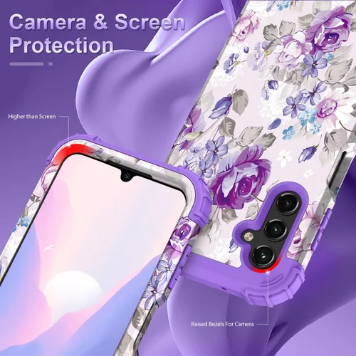 Vista 5 de Hocase Funda para Galaxy A13 5G, resistente a los golpes, protección de goma de silicona suave, funda protectora híbrida de plástico duro