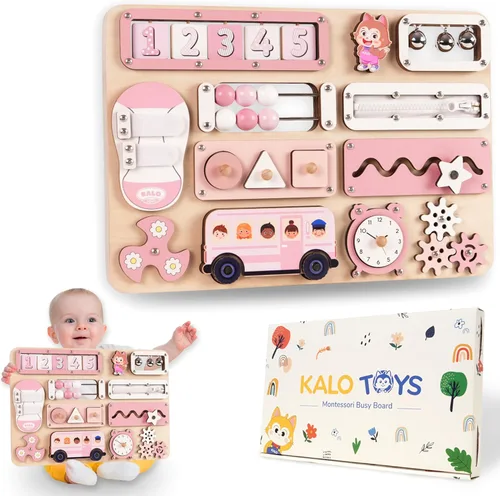 KALOTOYS Tablero de Actividades Grande Juguetes Montessori para Niños de 1 2 3 Años - Juguetes Sensoriales para Niños Pequeños de 1-3 - Habilidades