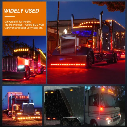 Vista 6 de Nilight Luz de Marcador Lateral Ovalada de 2.5 Pulgadas 10PCS Ámbar 2 Diodos LED Luces de Guardabarros y Separación de Remolque Impermeables