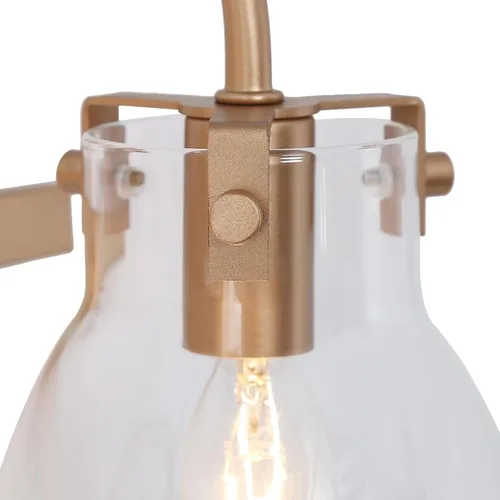 Vista 5 de KSANA Lámparas de baño doradas – 3 luces modernas de tocador sobre espejo con pantalla de vidrio transparente