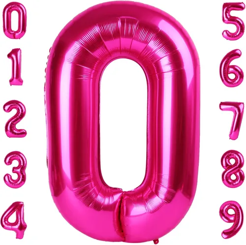 Vista 180 de Globos de números 0 de 40 pulgadas, globos negros de números para números 10, 20, 30, 40, 50, 60, 70, 80, 90, 100, globos de números 10, 20, 30, 40