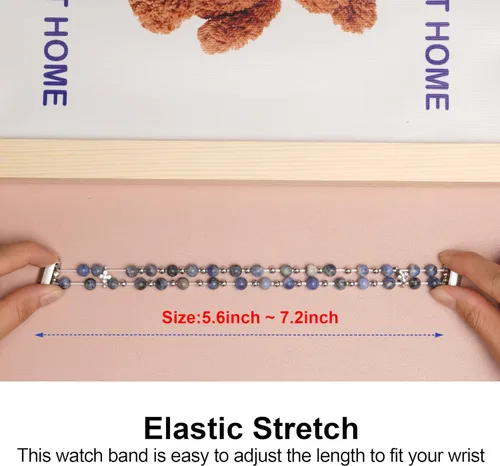 Vista 5 de Compatible con Fitbit Inspire HR/Inspire 2 & Inspire Bandas elásticas hechas a mano para mujer, pulsera de perlas de moda para Inspire Hr/Inspire 2