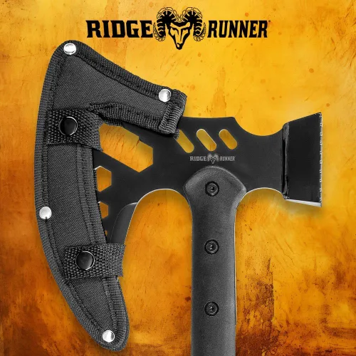 Vista 3 de Ridge Runner Hacha y martillo multiherramienta Hacha de campamento y senderismo de 18 pulgadas con cabeza de acero inoxidable, ranuras para llaves