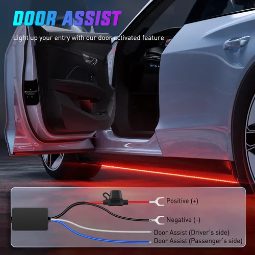 Vista 2 de Nilight 4 Piezas Tiras de Luces de Acento de Neón Underglow de Aluminio 396 LEDs Color de Ensueño Asistencia de Puerta Función Activa de Sonido