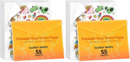 Vista 13 de JANDJPACKAGING Papel adhesivo de vinilo imprimible, blanco mate, 55 hojas