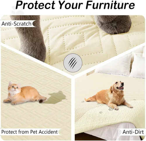 Vista 3 de hyha Manta impermeable para perro, manta suave para cama de perro, manta para mascotas, funda impermeable lavable para sofá, fundas reversibles