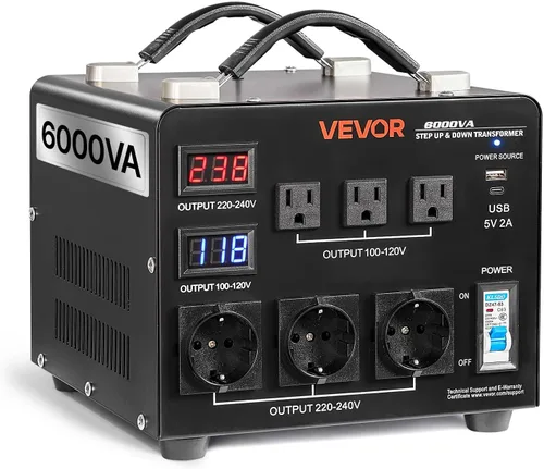 Vista 12 de VEVOR Transformador convertidor de voltaje, 500 VA, transformador de potencia elevador/abajo de servicio pesado, convertir de 110 V a 220 V y 220 V