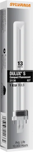 Vista 3 de Sylvania 21133 Lámpara fluorescente compacta, 2 patas, tubo único, 3000K, 21136, 13watts, 120 volts