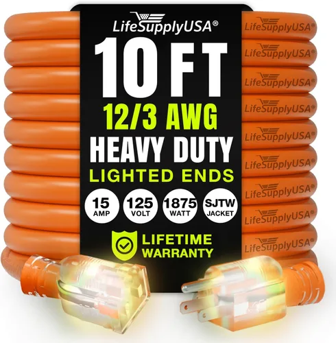 Vista 57 de Cable de extensión de 3 pies para interiores y exteriores 10/3 calibre Ultra resistente de 3 puntas SJTW, impermeable, cable de alimentación