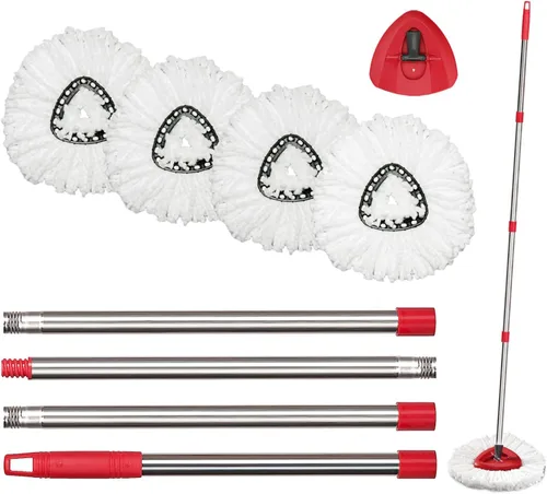 Vista 10 de Qulable EasyWring - Juego de 4 cabezales de repuesto para trapeador giratorio, microfibra, compatible con trapeador giratorio triangular, limpieza