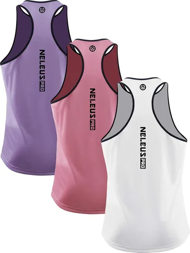 Vista 28 de NELEUS - Paquete de 3 camisetas sin mangas, con espalda en Y, Dri-Fit, para hombre, para gimnasio