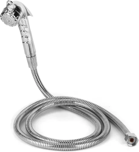 Cabezal de ducha exterior para caravana con manguera de 4.9 ft/4.9 pies, interfaz de 1/2 rosca, boquilla externa de acero inoxidable, suministro de