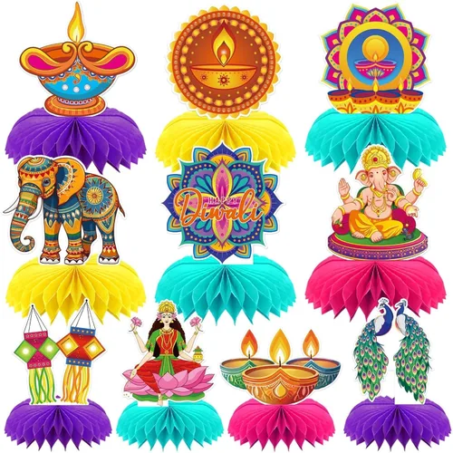 Vista 11 de Centro de mesa del 4 de julio, 10 piezas de centro de mesa patriótico, decoración de mesa para el Día de los Caídos, centros de mesa de panal azul