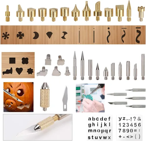 Vista 3 de BESTZO Kit de herramientas de combustión de leña LCD con soldador, kit de herramientas de pirografía con grabado en relieve, tallado, punta