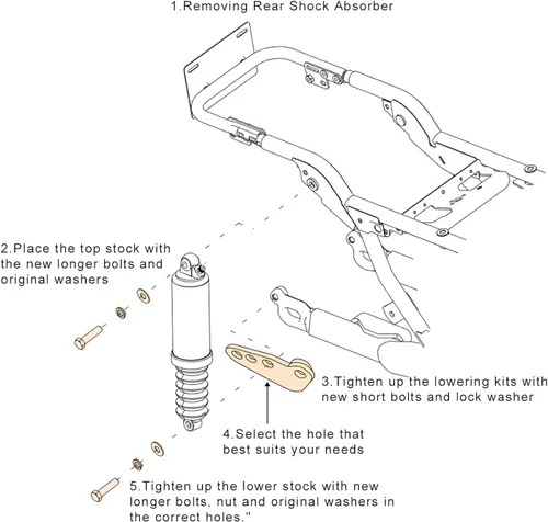 Vista 3 de Motobiker Kit de bajada trasera ajustable de 1-3 pulgadas compatible con Touring Street Glide Rear 2002-2016 (se adapta a modelos Touring 2002-2016)