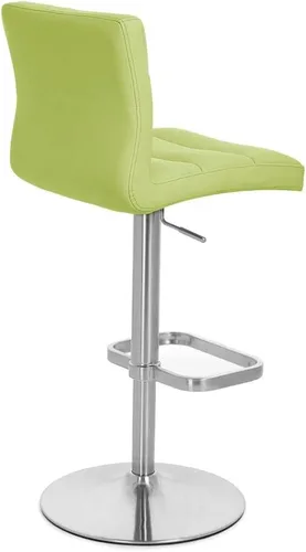 Vista 100 de ZURI Taburete de bar moderno de altura ajustable marrón exuberante con base plana redonda cepillada