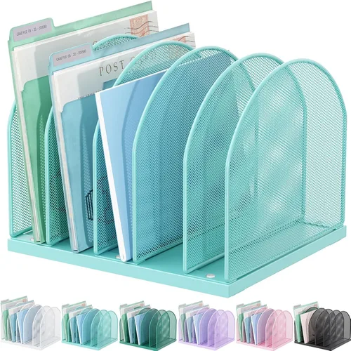 Vista 18 de gianotter Desktop File Organizer, Desk Organizer with 5 Compartments, Paper Organizer for Desk, Workspace Organizers for Office Supplies