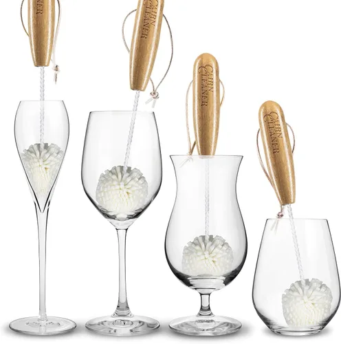 Vista 4 de Cepillo para degustación de whisky, también para copas de vino y flautas de champán, bambú natural