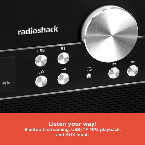 Vista 5 de RadioShack Radio vintage de 2 bandas AM/FM con función Bluetooth y puertos USB/TF (blanco)