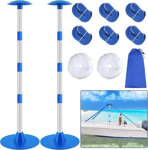 Vista 8 de Paquete de 2 postes de soporte de cubierta de barco de alta calidad, poste de soporte de aluminio para cubierta de barco con correa de correa