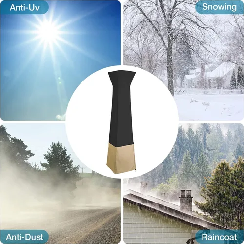 Vista 4 de Stanbroil Pyramid - Funda para calentador de patio, resistente e impermeable, con cremallera, 21 x 21 x 90 pulgadas, negro y camello