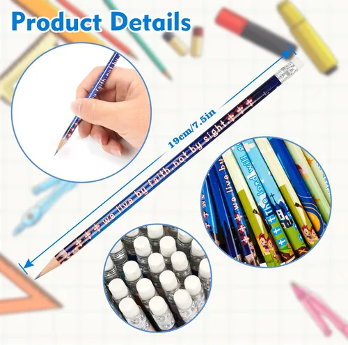 Vista 3 de 200 Versículos Bíblicos Inspiradores Lápices de Escritura con Cruz Hueca para Escuela e Iglesia