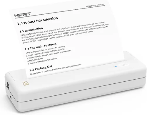 Vista 2 de HPRT MT810 Impresoras portátiles con rollo de papel de 4.331 in inalámbricas para viajes, impresora Bluetooth compatible con teléfonos Android iOS