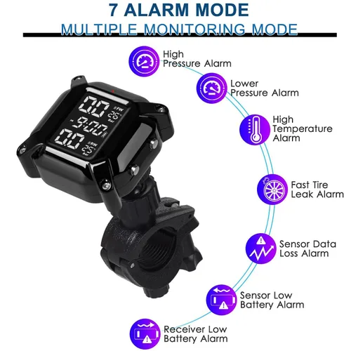 Vista 4 de Sistema de monitoreo inalámbrico de presión de neumáticos TPMS para motocicleta, IP67 impermeable a prueba de polvo inalámbrico TPMS para USB