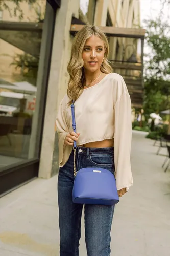 Vista 7 de Saffiano - Bolso cruzado pequeño con correa de cadena