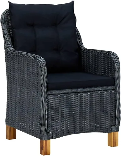 Vista 3 de Patio Chairs with Cushions 2 pcs Poly Rattan Dark Gray Dinning Room Lawn Sillas para Comedor Dining Table Chairs for Beach Courtyard Picnic Study