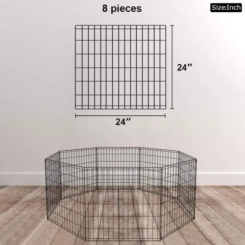 Vista 7 de BestPet - Corralito plegable de metal para perros, para interiores y exteriores, 8 paneles de 24 pulgadas