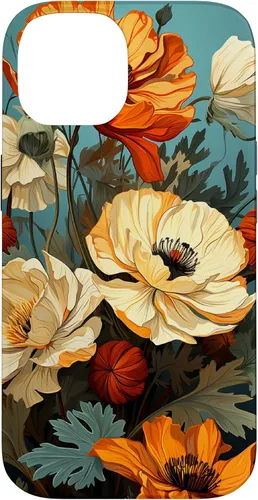 Vista 4 de Funda de flores mexicanas para iPhone 12 Pro Max Marigold Flower and Teal Aqua Blue Cyan