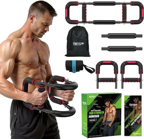 Vista 9 de Twister Arm Trainer for Men, Chest Workout Equipment 5-Level Adjustable (40-130lb) with Ergonomic 27° Targets Biceps/Clip/Thigh, Portable Exerciser