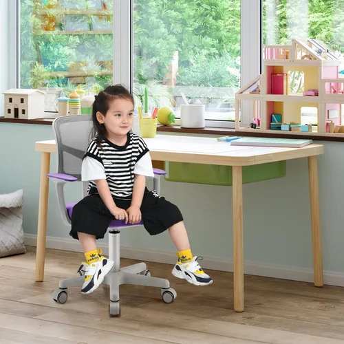 Vista 50 de GLACER Silla de escritorio para niños, silla de estudio giratoria de malla ajustable con ruedas, brazos, silla ergonómica para computadora con Verde