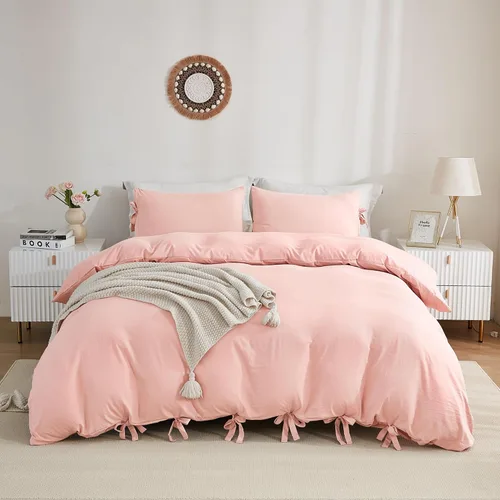 Vista 10 de annadaif - Juego de funda de edredón color beige, tamaño Full (79 x 90 pulgadas), 3 piezas (1 funda de edredón, 2 fundas de almohada), microfibra