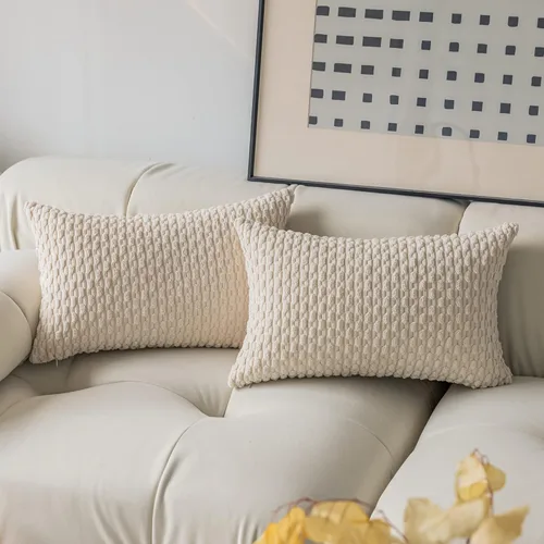 Vista 219 de Kevin Textile - Juego de 2 fundas de almohada decorativas de pana suave, estilo bohemio, a rayas, decoración del hogar para sofá, cama, sofá y sala