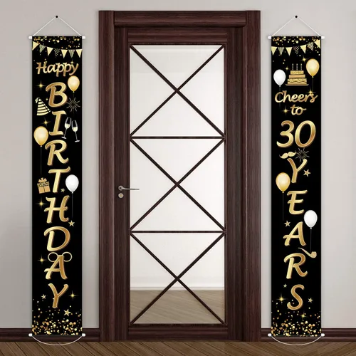 Blulu 2 carteles decorativos de cumpleaños de 30 años para hombres y mujeres, suministros de decoración de fiesta de feliz cumpleaños de 30 años,